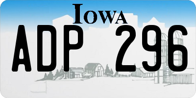 IA license plate ADP296