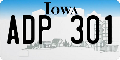 IA license plate ADP301