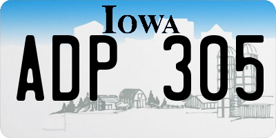 IA license plate ADP305