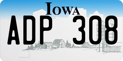 IA license plate ADP308