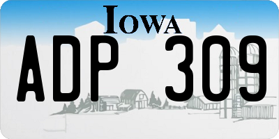 IA license plate ADP309