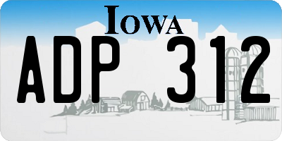 IA license plate ADP312