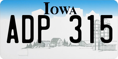 IA license plate ADP315