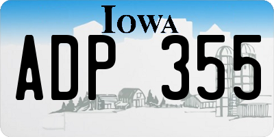 IA license plate ADP355