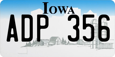 IA license plate ADP356