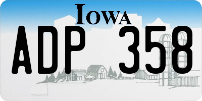 IA license plate ADP358