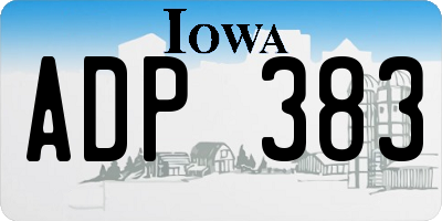 IA license plate ADP383