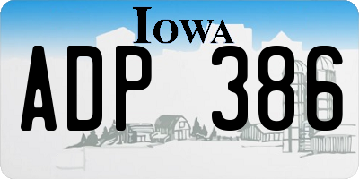 IA license plate ADP386