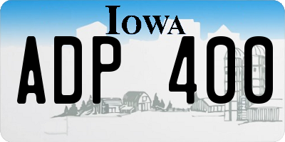 IA license plate ADP400