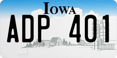 IA license plate ADP401