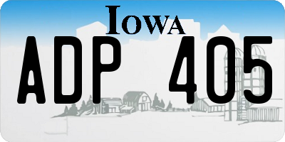 IA license plate ADP405