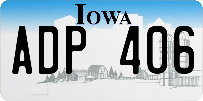 IA license plate ADP406