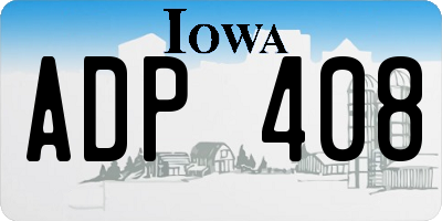 IA license plate ADP408