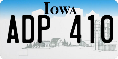 IA license plate ADP410