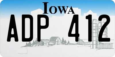 IA license plate ADP412