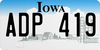 IA license plate ADP419