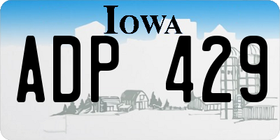 IA license plate ADP429