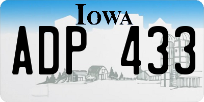 IA license plate ADP433