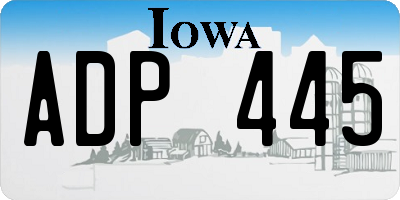 IA license plate ADP445