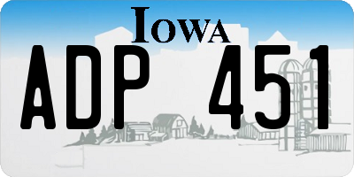 IA license plate ADP451