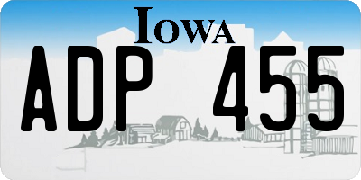 IA license plate ADP455