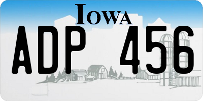 IA license plate ADP456