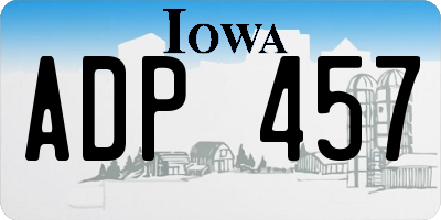 IA license plate ADP457