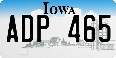 IA license plate ADP465