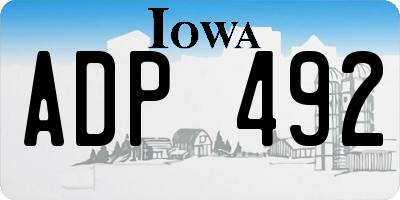 IA license plate ADP492