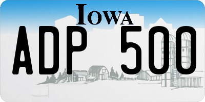 IA license plate ADP500