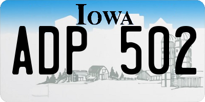 IA license plate ADP502