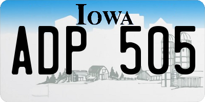 IA license plate ADP505