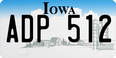 IA license plate ADP512