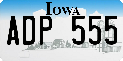 IA license plate ADP555