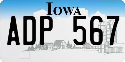 IA license plate ADP567
