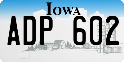 IA license plate ADP602
