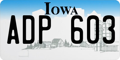 IA license plate ADP603
