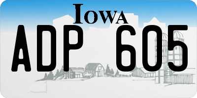 IA license plate ADP605