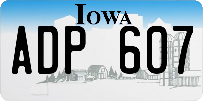 IA license plate ADP607