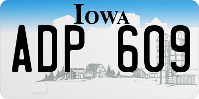 IA license plate ADP609