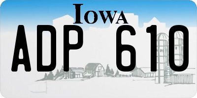 IA license plate ADP610