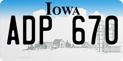 IA license plate ADP670