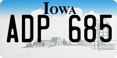 IA license plate ADP685