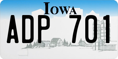 IA license plate ADP701
