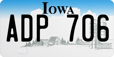 IA license plate ADP706