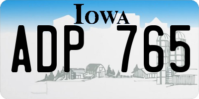 IA license plate ADP765