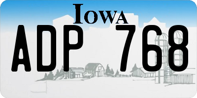 IA license plate ADP768