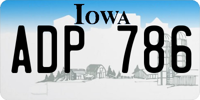 IA license plate ADP786