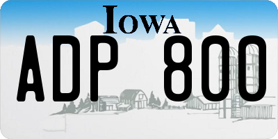 IA license plate ADP800