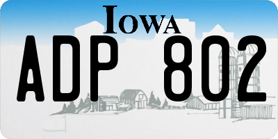IA license plate ADP802